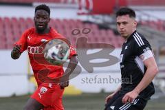 Bayernliga Süd - Saison 2022/2023 - FC Ingolstadt 04 - FC Memmingen - Ibrahim Madougou (Nr.9 - FCI II) - Jakob Gräser schwarz Memmingen - Foto: Meyer Jürgen