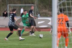 Bezirksliga - Saison 2024/25- FC Fatih - VFB Eichstätt II  - Alexander Meier grün Eichstätt  - Dardan Berisha schwarz Fatih - Ömer Illgen Torwart FAtihFoto: Meyer Jürgen