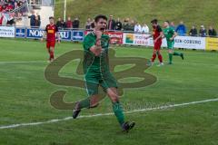 Bezirksliga Oberbayern Nord - Saison 2020/21 - SV Kasing - SV Manching - Der 0:1 Führungstreffer durch Rainer Maisinger für Manching - Daniel Spies grün Manching - jubel - - Foto: Jürgen Meyer