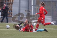 Bayernliga - Frauen - Saison 2022/2023 - FC Ingolstadt 04 II - - TSV Schwaben Augsburg - Theresa Grundmann Torwart FCI - Emily Stockinger schwarz Augsburg - Julia Heine rot FCI - Foto: Meyer Jürgen