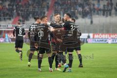 2.BL; FC Ingolstadt 04 - Erzgebirge Aue; Tor Jubel Treffer 1:0 Patrick Schmidt (32, FCI) Thomas Keller (27, FCI) Filip Bilbija (35, FCI) Valmir Sulejmani (33, FCI) Rico Preißinger (6, FCI) Christian Gebauer (22, FCI) Florian Pick (26 FCI)