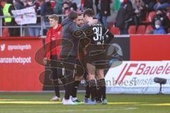 2.BL; FC Ingolstadt 04 - SV Sandhausen; Spiel ist aus, Enttäuschung Unentschieden Cheftrainer Rüdiger Rehm (FCI) bei Merlin Röhl (34, FCI) Fatih Kaya (9, FCI)