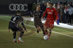 2023_11_24 - Bayernliga Nord - Saison 2023/24 - FC Ingolstadt 04 II - DJK Gebenbach - Aurel Kuqanaj rot FCI - Patrick Hofmann #6 Gebenbach - Marco Geier #16 Gebenbach - Foto: Meyer Jürgen