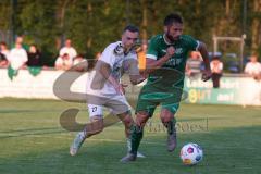 Kreisliga - Saison 2023/24 - Relegation zur BZL - FC Gerolfing - SV Aschau - Christian Träsch grün Gerolfing - Daniel Steinhauer weiss Aschau - Foto: Meyer Jürgen
