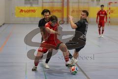 Lotto Bayern Hallencup - Finale - Lindenkreuzhalle Saison 2024/25 - FC Türk Sport Garching - Türk SV Ingolstadt - Dardan Berisha schwarz Türk Sport Garching - Abdulhamit Zorlu schwarz Türk Sport Garching - Anil Kayrancioglu rot Türk Ing. -  - Foto: Meyer 