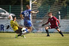 A-Klasse -  Saison 2026/27 - TSV Pförring - FC Wackerstein/Dünzing - Jonas Bäumler blau Pförring - Hussain Al Sarqabi gelb Wackerstein/Dünzing - Christian Kölbl TW Wackerstein - Foto: Meyer Jürgen