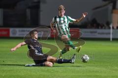 Landesliga - Saison 2025/26 - SV Manching - SSV Niedersonthofen - Luca Bienek (Nr.16 - SV Manching) - Maximilian Mayr schwarz Niedersonthofen - Foto: Meyer Jürgen