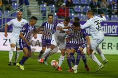 2. Fußball-Liga - Saison 2021/2022 - FC Erzgebirge Aue - Ingolstadt 04 - Dennis Eckert Ayensa (#7 FCI) - Filip Bilbija (#35 FCI) - Kühn Nicolas lila #11 Aue - Foto: Meyer Jürgen