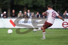 Toto Pokal; TSV Landsberg - FC Ingolstadt 04; Elfmeter Julian Kügel (29, FCI) trifft zum Tor Jubel Treffer 4:7