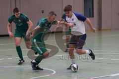 Hallenturnier Ingolstadt Nord - Saison 2024/25 - FC Geisenfeld - TSV Etting - Stean Hoffmann grün Geisenfeld - Felix Festner weiss Etting - Foto: Meyer Jürgen