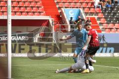 3.Liga - Saison 2022/2023 - FC Ingolstadt 04 -  SV Wehen Wiesbaden - Patrick Schmidt (Nr.9 - FCI) mit einer Torchance - Torwart Arthur Lyska (Nr.31 - SV Wehen Wiesbaden) - Max Reinthaler (Nr.15 - SV Wehen Wiesbaden) - Foto: Meyer Jürgen