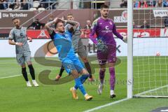 2.BL; FC St. Pauli - FC Ingolstadt 04, Chance verpasst, Patrick Schmidt (32, FCI) ärgert sich, Torwart Vasilj Nikola (22 Pauli) Paqarada Leart (23 Pauli)