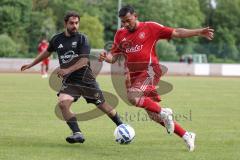 Kreisliga - Saison 2025/26- TSV Ingolstadt Nord - Türk SV Ingolstadt - Ubeyd Demirkol rot Türkisch - Ferhat Uc schwarz Ing Nord - Foto: Meyer Jürgen