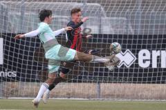 Bayernliga Nord - Saison 2024/25 - FC Ingolstadt 04 II - DJK Ammerthal - Din Alajbegovic (Nr.20 - FCI U21) - Vitus Zimmermann blau Ammerthal - Foto: Meyer Jürgen