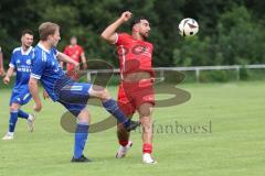 Kreisfreundschaftsspiel - Saison 2024/25 - Kreisfreundschaftsspiel - TSV Ober/Unterh.stadt - FC Fatih - Akif Abasikeles (Nr.20 - FC Fatih) - Tobias Poll (Nr.4 - TSV Ober/Unterh.stadt) - Foto: Meyer Jürgen