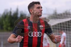 *** Bayernliga Nord - Saison 2025/26 - FC Ingolstadt 04 II - Jahn Regensburg II - Ognjen Draculic (Nr.9 - FC Ingolstadt II) mit dem 2:1 Führungstreffer - jubel - Foto: Meyer Jürgen