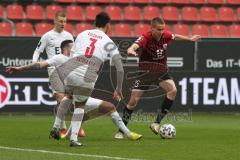 3. Fußball-Liga - Saison 2020/2021 - FC Ingolstadt 04 - FC Viktoria Köln - Filip Bilbija (#35,FCI)  - Maximilian Rossmann (#3 Köln) - Foto: Meyer Jürgen