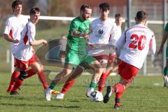 Bezirksliga - Saison 2023/24 - TSV Gaimersheim - FC Schwabing München - Thomas Schreiner (Nr.27 - Gaimersheim) - Marvin Muzhaqui weissmitte Schwabing - Jonas Jehle #20 Schwabing - Foto: Meyer Jürgen