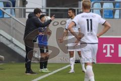 3.Liga - Saison 2022/2023 - 1. FC Saarbrücken - FC Ingolstadt 04 - Thomas Karg gibt Anweisungen an Visar Musliu (Nr.16 - FCI) - Foto: Meyer Jürgen