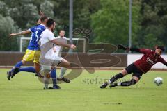 Kreisklasse -  Saison 2023/2024 - TSV Ingolstadt Nord - TSV Großmehring - Der 0:1 Führungstreffer durch Sebastian Eisenberger weiss Großmehring - Andreas Tebbe blau Ing Nord - jubel - Yasin Baysa Torwart Ing Nord - Foto: Meyer Jürgen
