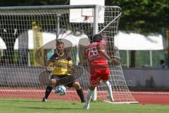 Testspiel - Bezirksliga - Saison 2025/26 - FC Fatih Ingolstadt - TSV Burgheim - Atilla Demir rot FAtih mit dem 1:0 Führungstreffer - jubel - Matthias Karmann Torwart Burgheim - XXXXX - Foto: Meyer Jürgen