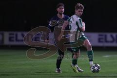 Landesliga - Saison 2025/26 - SV Manching - SC Oberweikertshofen - Luca Bienek (Nr.16 - SV Manching) - Leibelt Moritz blau Oberweikertshofen - Foto: Meyer Jürgen