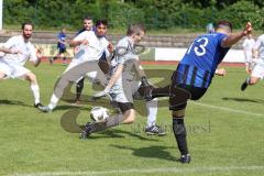 Kreisliga - Saison 2022/2023 - DJK Ingolstadt - SV Sandersdorf -  Philipp Roeckl Torwart DJK Ing - Christian Geß blau Sandersdorf - Foto: Meyer Jürgen