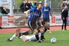 Kreisliga - Saison 2022/2023 - TSV Gaimersheim - FC Sandersdorf - Jan Witek weiss am Boden - Manuel Recum blau Sandersdorf - Foto: Meyer Jürgen