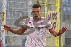 3. Liga - Saison 2025/26 - Waldhof Mannheim  -  FC Ingolstadt 04 - Marcel Costly (Nr.22 - FC Ingolstadt 04) mit dem 0:1 Führungstreffer - jubel - Foto: Meyer Jürgen