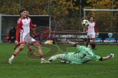 Kreisklasse - Saison 2025/26- Türk SV Ingolstadt - SC Steinberg-  - Enis Kuqanaj weiss Türkisch schiesst den 1:0 Führungstreffer -jubel -  - Johannes Birkner Torwart Steinberg - Foto: Meyer Jürgen