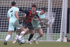 Bayernliga Nord - Saison 2024/25 - FC Ingolstadt 04 II - DJK Ammerthal - Luka Klanac (Nr.9 - FCI U21) - Kevin Mutove blau Ammerthal #7 - Foto: Meyer Jürgen