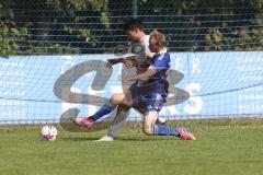 Kreisliga - Saison 2023/2024 - TSV Ober/Unterh.stadt- TSV Mümchsmünster - Nick Wagner blau Oberhstadt - Andre Bräuning grau M.Münster - Foto: Meyer Jürgen