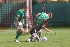 Kreisliga - Saison 2023/24 - Türkisch SV Ing - FC Gerolfing -  - Stefan Hoffmann grün links Gerolfing - Daniel Drotleff
 schwarz Türkisch - Timo Kraus grün #21 Gerolfing - Foto: Meyer Jürgen