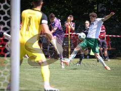 Testspiel - Saison 2026/27 - VFB Eichstätt - FC Ingolstadt 04 - Berkay Öztürk (Nr.39 - FCI) - Jens Schüler (Nr.38 - VFB Eichstätt) - Torwart Daniel Martin (Nr.1 - VFB Eichstätt) - Foto: Meyer Jürgen