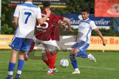 Kreisliga - Saison 2023/2024 - Türk SV Ingolstadt - TSV Mümchsmünster - Andre Bräuning weiss M-münster - Adem Ismajli rot Türk SV - Foto: Meyer Jürgen