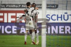 3. Liga - Saison 2026/27 - Waldhof Mannheim - FC Ingolstadt 04 - Obed Ugondu (Nr.17 - FCI)  mit dem 0:3 Führungstreffer - jubel - Linus Rosenlöcher (Nr.19 - FCI) - Foto: Meyer Jürgen