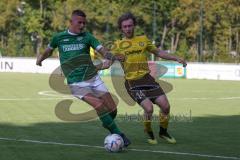 Kreisliga - Saison 2023/2024 - FC Gerolfing - FC Hitzhofen/Oberzell - Stefan Schmid grün Gerolfing - Vincent Eichhorn
 gelb Hitzhofen - Foto: Meyer Jürgen