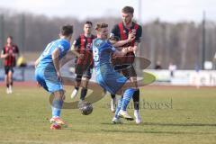 Toto-Pokal; FV Illertissen - FC Ingolstadt 04; Benjamin Kanuric (8, FCI) wird von Neuberger Maximilian (38 FVI) gestoppt, Gölz Marco (11 FVI)