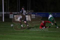 Landesliga - Saison 2025/26 - SV Manching - FC Ehekirchen - Peter Füger schwarz Ehekirchen - Moritz Maiershofer Torwart Ehekirchen - Fabian  Neumayer (Nr.9 - SV Manching) - Foto: Meyer Jürgen