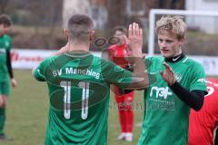 Testspiel - SV Manching - TSV Pöttmes - Rainer Meisinger (#19 Manching) trifft zum 3:2 Führungstreffer - jubel - Thomas Schreiner (#11 Manching) - Foto: Jürgen Meyer