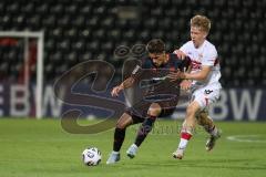 3. Liga - Saison 2025/26 - VFB Stuttgart II - FC Ingolstadt 04  - Dennis Kaygin (Nr.10 - FC Ingolstadt 04) - Julian Lüers (Nr.18 - VFB Stuttgart II) - Foto: Meyer Jürgen
