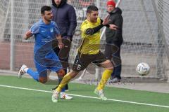 2024_2_17 - Saison 2023/24 - AUDI-Schanzer Amateur Cup - SV Hundszell - FC Hitzhofen/Oberzell  - Halbfinale 1 - Fardin Gholami  gelb Hitzhofen - Martin Kusche
 blau Hundszell - Foto: Meyer Jürgen