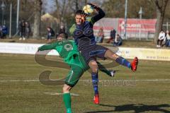 Bezirksliga OBB Nord - SV Manching - FC Schwabing München - Benedikt Vollnhals (#9 Manching) - Minich Sebastian Torwart Schwabing - Foto: Jürgen Meyer