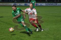 Landesliga - Saison 2024/25 - SV Manching - FC Gundelfingen - Jannik Noller weiss Gundelfingen - Johannes Dexl (Nr.13 - SV Manching) - Foto: Meyer Jürgen