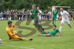 BZL Oberbayern Nord - Testspiel - TSV Aiglsbach - SV Manching - Josef Huber grün Manching mit dem 0:1 Führungstreffer - jubel - Rainer Meisinger links - Andreas Schmidt Torwart Aiglsbach - Foto: Jürgen Meyer