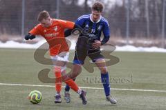 Schanzer Amateurcup 2026 - SV Haunwöhr - SC Irgertsheim - Marc Schuhmann orange Irgertsheim - Noah Koller blau Haunwöhr - Foto: Meyer Jürgen