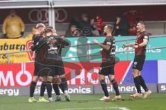 3. Liga; FC Ingolstadt 04 - SG Dynamo Dresden; Tor Jubel Treffer 1:0 Jannik Mause (7, FCI) mit Benjamin Kanuric (8, FCI) Simon Lorenz (32, FCI) David Kopacz (29, FCI) Mladen Cvjetinovic (19, FCI)