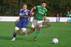 Kreisliga - Saison 2023/2024 - FC Gerolfing - TSV Ober/Unterhaunstadt - Florian Diegel blau Oberhaunstadt - Anastasios Porfyriadis grün Gerolfing - Foto: Meyer Jürgen