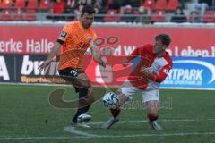 2024_1_20 - 3. Liga - Saison 2023/24 - HallescherFC - FC Ingolstadt 04 -  - Lukas Fröde (Nr.34 - FC Ingolstadt 04) - Behrendt Brian (Nr.3 - HallescherFC ) - Foto: Meyer Jürgen