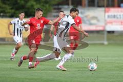Toto-Pokal - VfB Forstinning - FC Ingolstadt 04; Zweikampf Kampf um den Ball Fredrik Carlsen (8, FCI) mit Tom Klimek (19)
